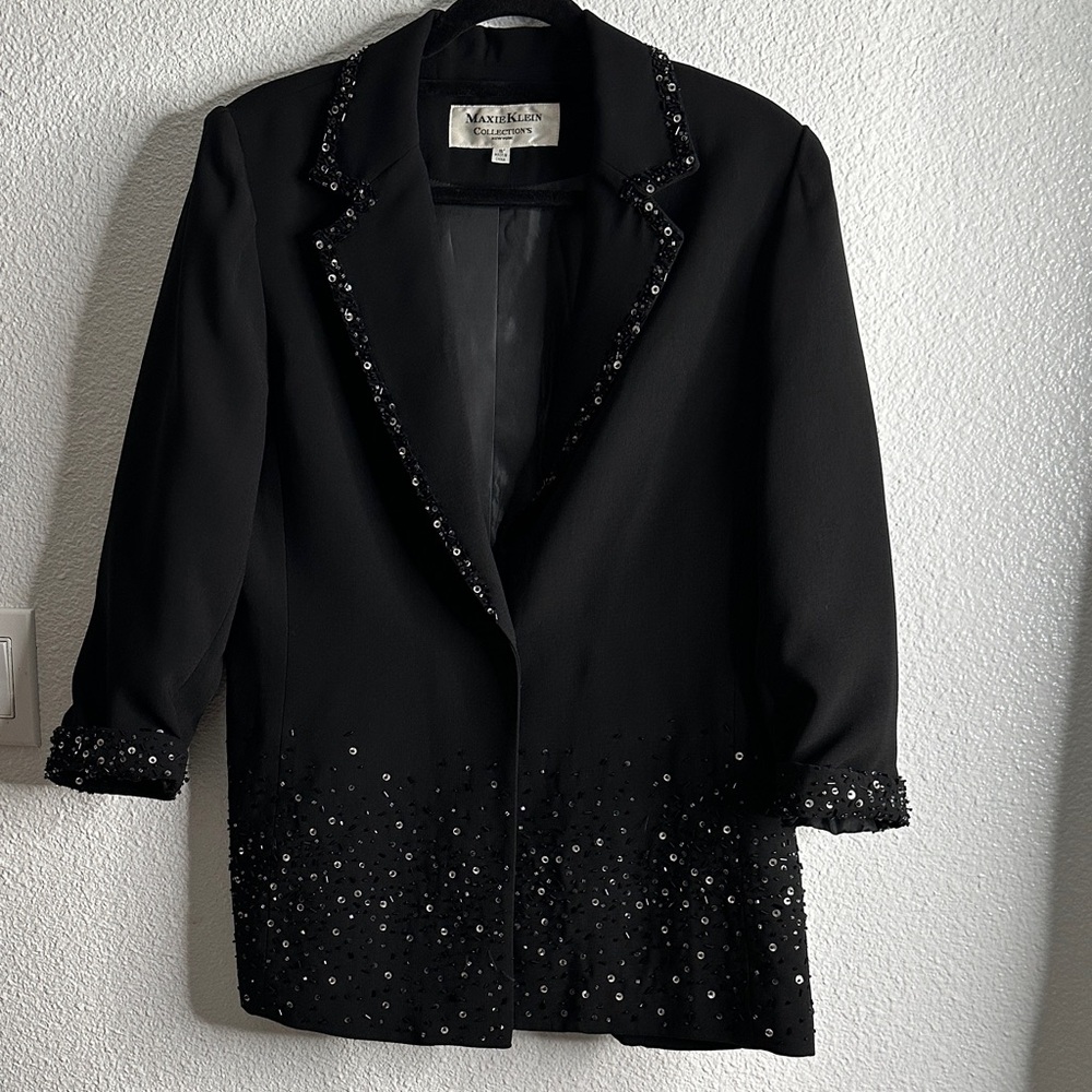 MAXIE KLEIN collection Black Sequin Women's Jacket size 10